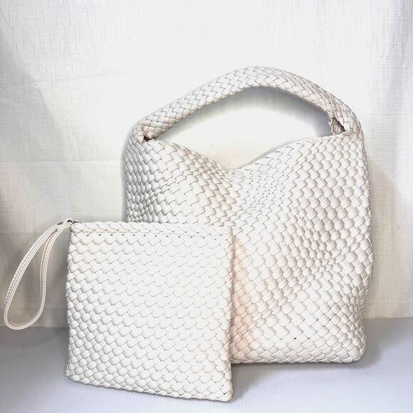 Rachel Zoe Handbags - RACHEL ZOE Shoulder Bag Clutch Woven Cream Modern Minimalist Neutral Capsule